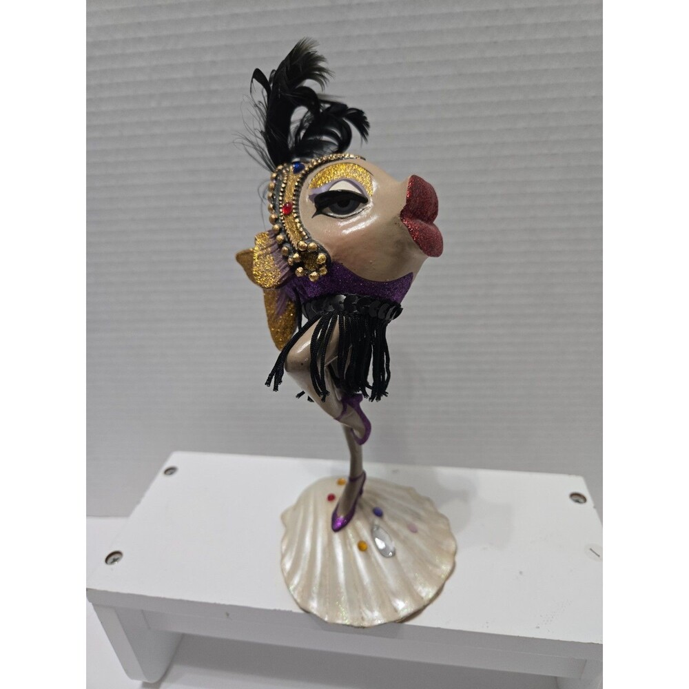 Katherine's Collection Rare Vintage 8" Standing Kissing Purple Fish On Seashell